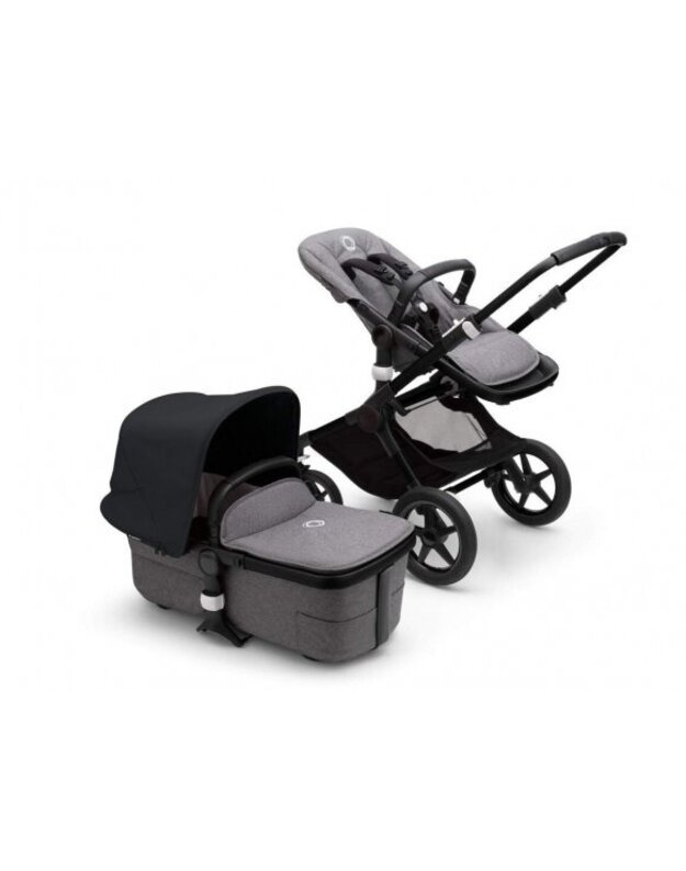 Universalus vežimėlio komplektas 2in1 Bugaboo Fox 3 Midnight black/grey melange/black važiuoklė