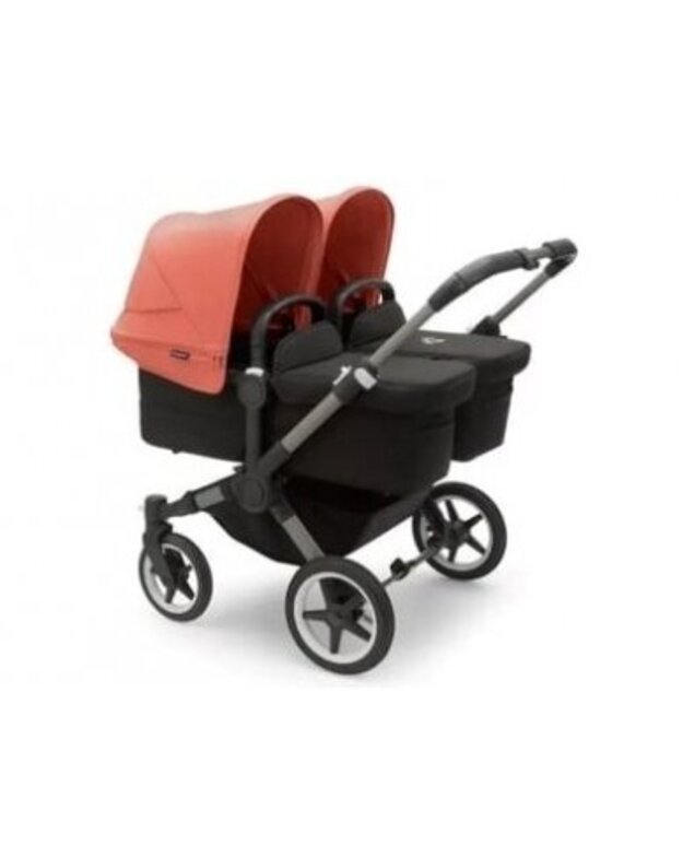 Universalus vežimėlis dvynukams Bugaboo Donkey 5 TWIN - Graphite/Midnight Black/Sunrise Red