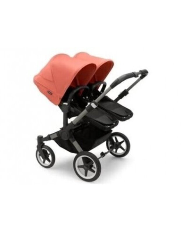 Universalus vežimėlis dvynukams Bugaboo Donkey 5 TWIN - Graphite/Midnight Black/Sunrise Red