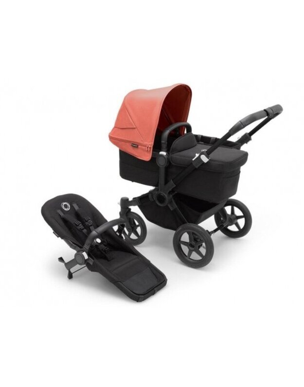 Universalus vežimėlis Bugaboo Donkey 5 Mono 2in1 Black/Midnight Black/Sunrise Red