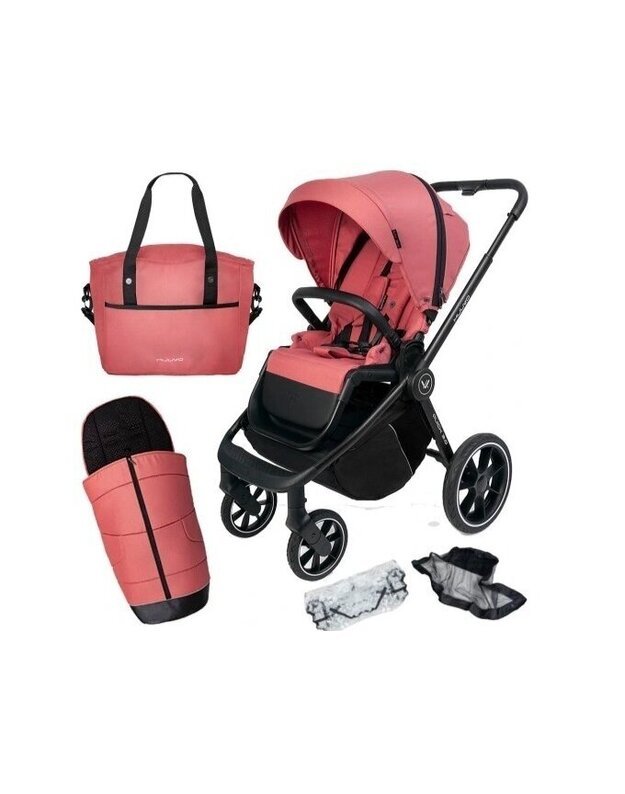 Universalus vežimėlis Muuvo Quick 3.0 Pure Pink standart 2in1 Chrome Black