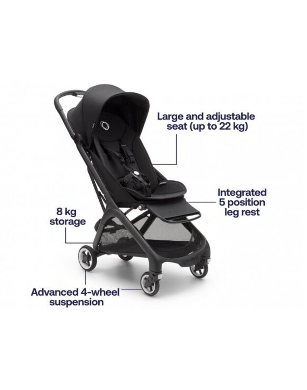 Bugaboo stroller Butterfly Midnight Black/Midnight Black/Black frame