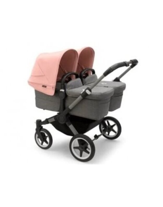 Universalus vežimėlis dvynukams Bugaboo Donkey 5 TWIN - Graphite/Grey Melange/Morning Pink