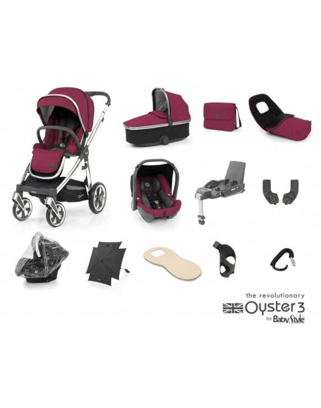 OYSTER 3 STROLLER SET 12IN1 CHERRY/MIRROR