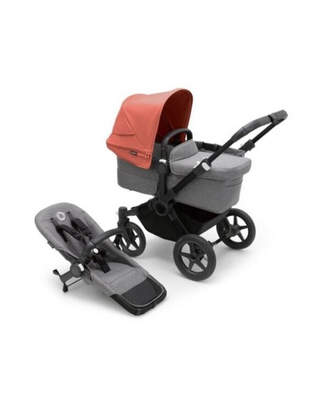 Universalus vežimėlis Bugaboo Donkey 5 Mono 2in1 Black/Grey Melange/Sunrise Red