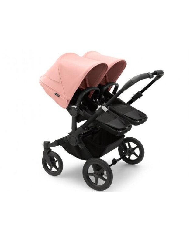 Universalus vežimėlis dvynukams Bugaboo Donkey 5 TWIN - Black/Midnight Black/Morning Pink