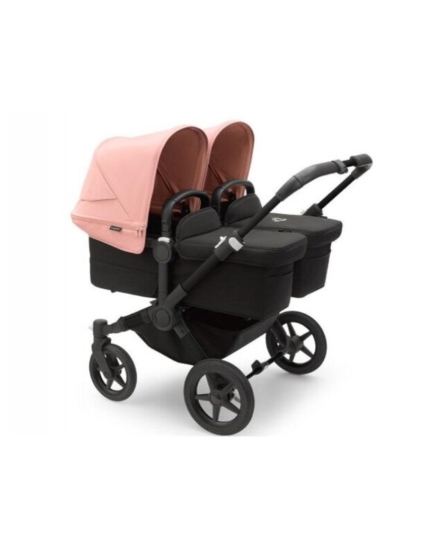 Universalus vežimėlis dvynukams Bugaboo Donkey 5 TWIN - Black/Midnight Black/Morning Pink