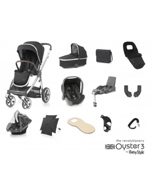 OYSTER 3 STROLLER SET 12IN1 CAVIAR/MIRROR