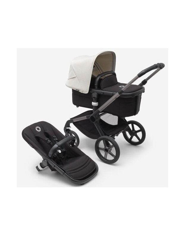 Universalus vežimėlis Bugaboo Fox 5 Misty white/midnight black/ graphite frame 2in1