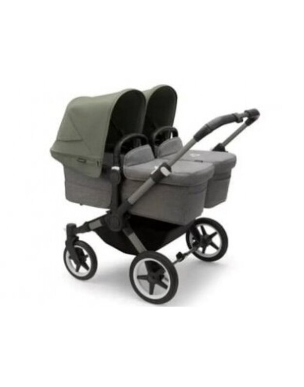 Universalus vežimėlis dvynukams Bugaboo Donkey 5 TWIN - Graphite/Grey Melange/Forest Green