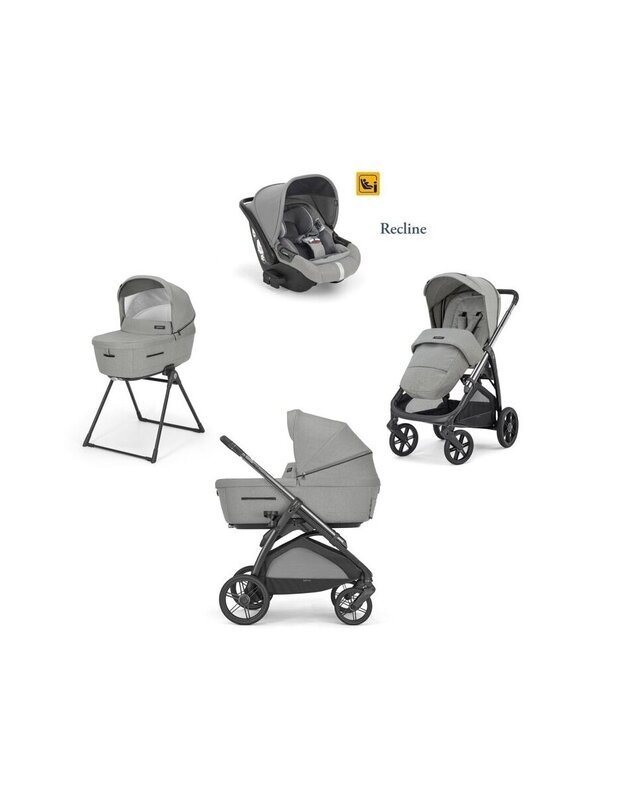 Universalus vežimėlio komplektas Inglesina Aptica 4in1 Satin Grey + Darwin Infant Recline 0-13 kg