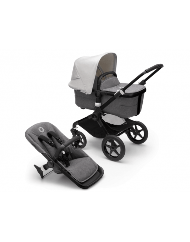 Universalus vežimėlio komplektas 2in1 Bugaboo Fox 3 Misty white/grey melange/black važiuoklė