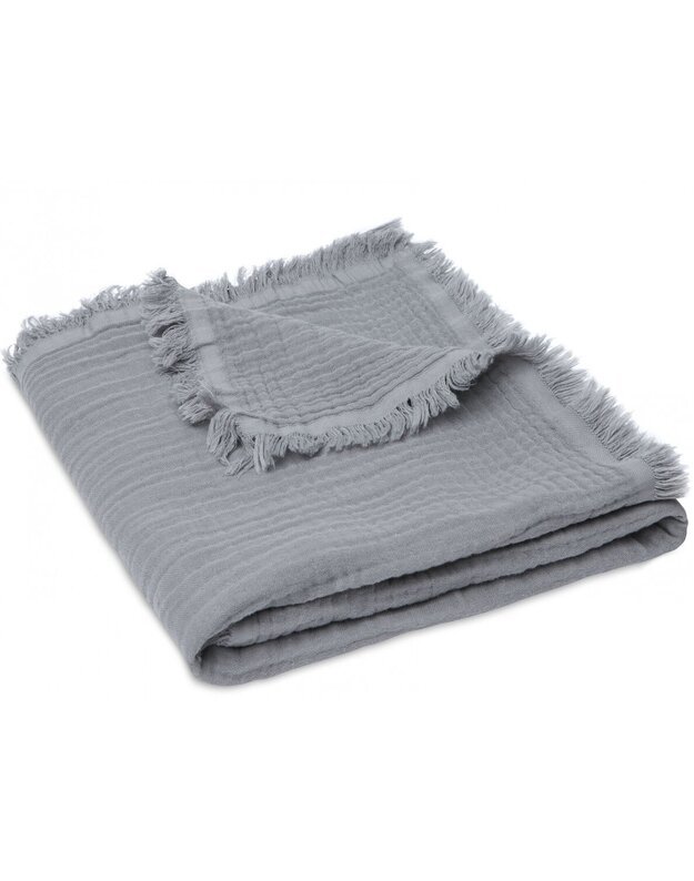 Jollein muslino pledas 120x120 cm Fringe Storm Grey