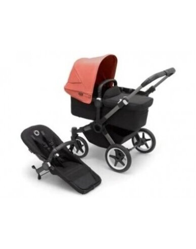 Universalus vežimėlis Bugaboo Donkey 5 Mono 2in1 Graphite/Midnight Black/Sunrise Red