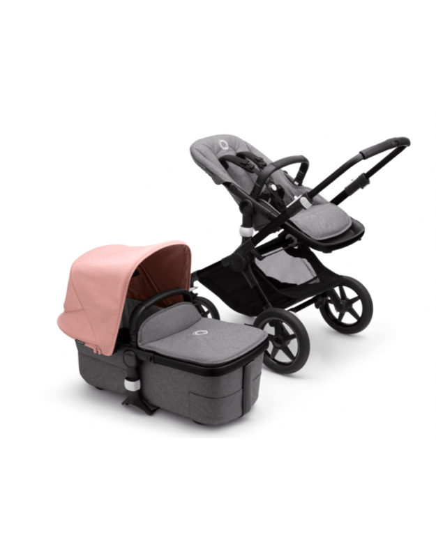 Universalus vežimėlio komplektas 2in1 Bugaboo Fox 3 Morning pink/grey melange/black važiuoklė