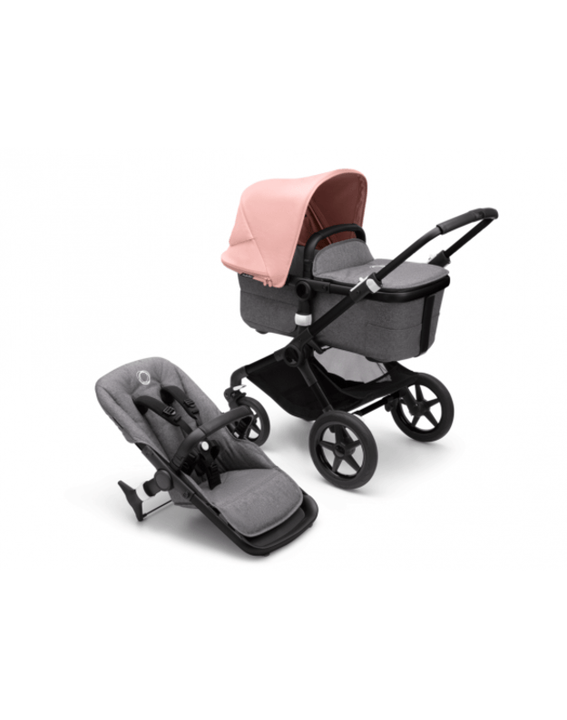 Universalus vežimėlio komplektas 2in1 Bugaboo Fox 3 Morning pink/grey melange/black važiuoklė