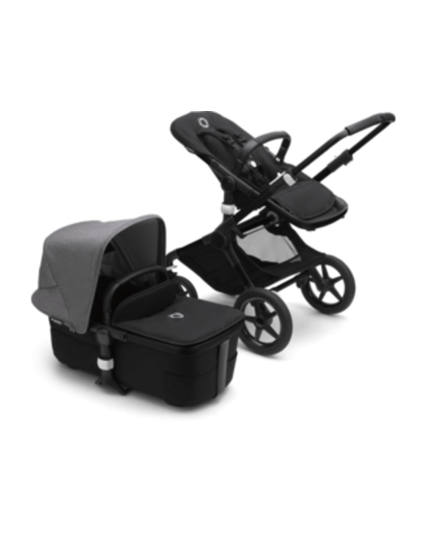 Universalus vežimėlio komplektas 2in1 Bugaboo Fox 3 Grey melange/midnight black/black važiuoklė