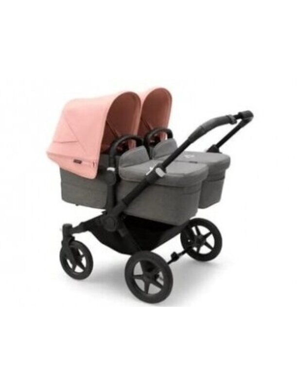 Universalus vežimėlis dvynukams Bugaboo Donkey 5 TWIN - Black/Grey Melange/Morning Pink