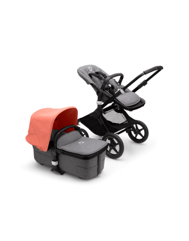 Universalus vežimėlio komplektas 2in1 Bugaboo Fox 3 Sunrise red/ grey melange/ black važiuoklė