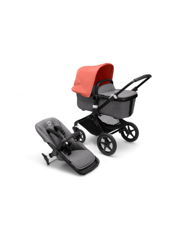 Universalus vežimėlio komplektas 2in1 Bugaboo Fox 3 Sunrise red/ grey melange/ black važiuoklė