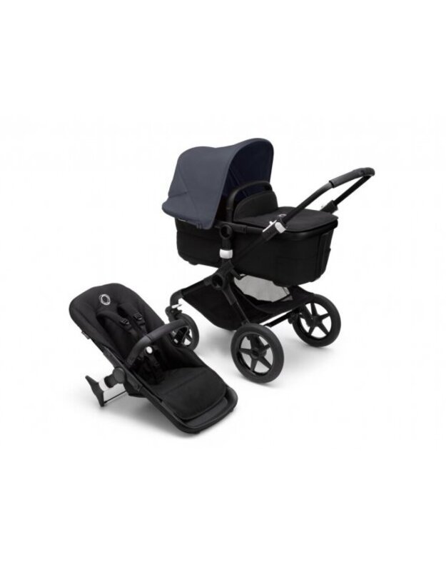 Universalus vežimėlio komplektas 2in1 Bugaboo Fox 3 Stormy blue/midnight black/black važiuoklė