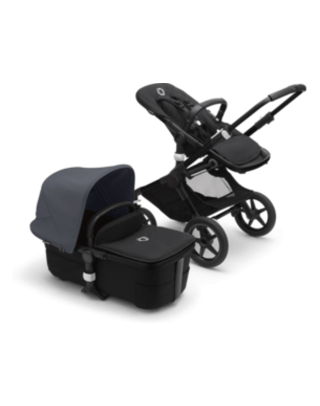 Universalus vežimėlio komplektas 2in1 Bugaboo Fox 3 Stormy blue/midnight black/black važiuoklė