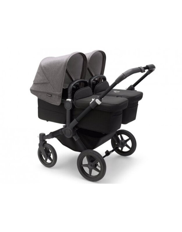 Universalus vežimėlis dvynukams Bugaboo Donkey 5 TWIN - Black/Midnight Black/Grey Melange