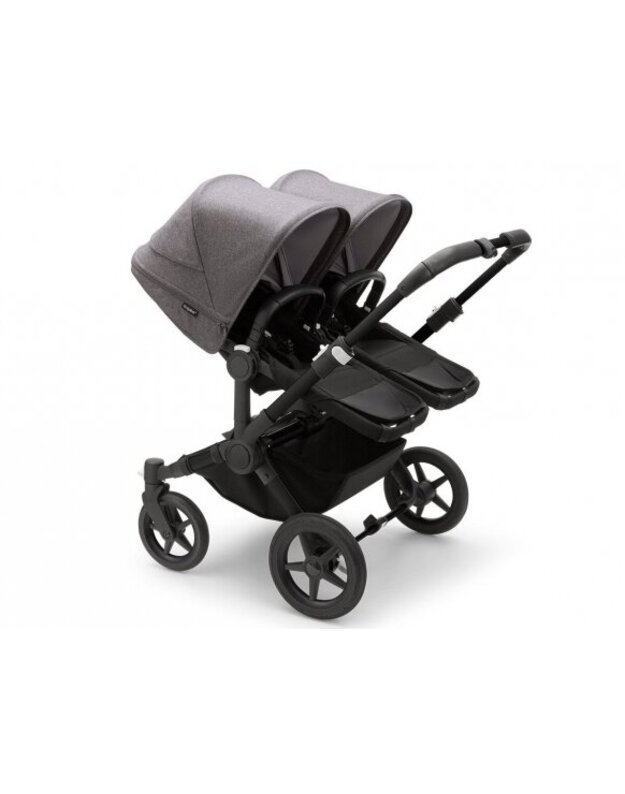 Universalus vežimėlis dvynukams Bugaboo Donkey 5 TWIN - Black/Midnight Black/Grey Melange