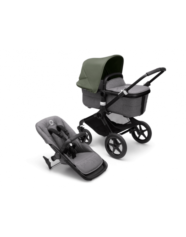 Universalus vežimėlio komplektas 2in1 Bugaboo Fox 3 Forest green/grey melange/black važiuoklė