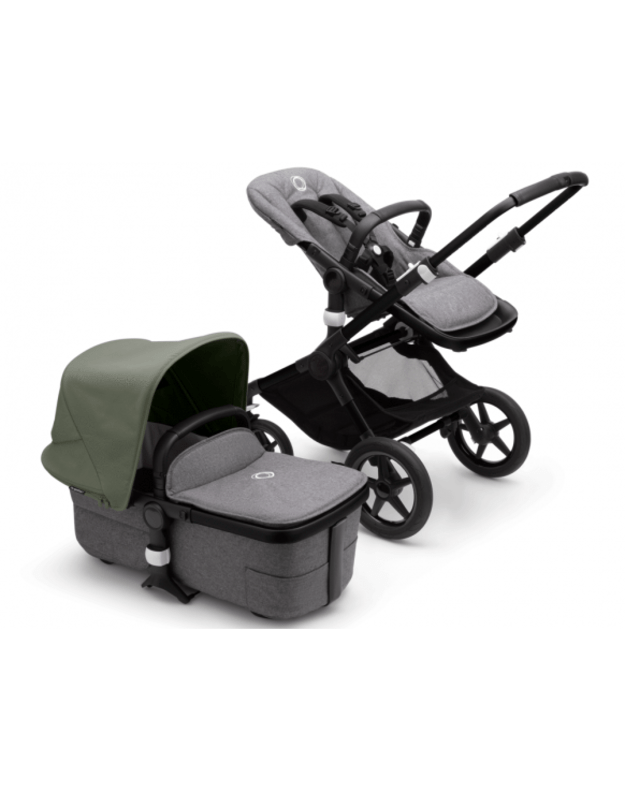 Universalus vežimėlio komplektas 2in1 Bugaboo Fox 3 Forest green/grey melange/black važiuoklė