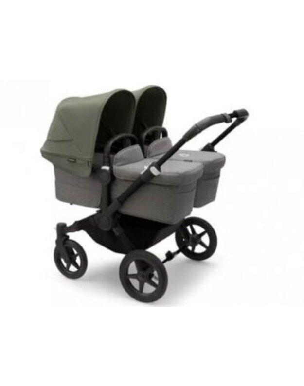 Universalus vežimėlis dvynukams Bugaboo Donkey 5 TWIN - Black/Grey Melange/Forest Green