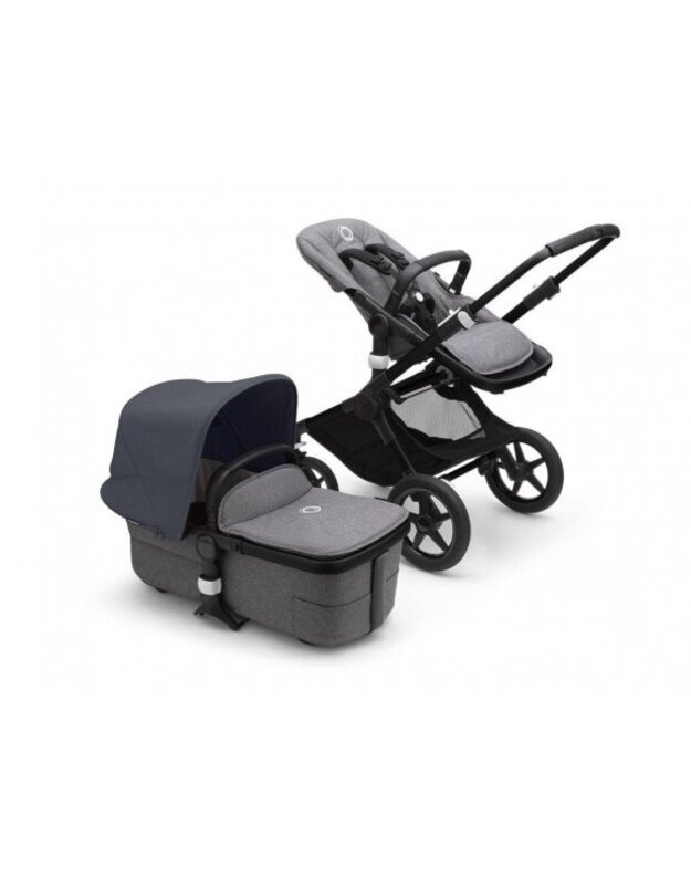 Universalus vežimėlio komplektas 2in1 Bugaboo Fox 3 Stormy blue/grey melange/black važiuoklė