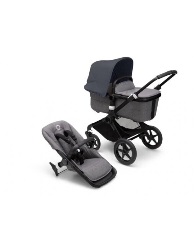 Universalus vežimėlio komplektas 2in1 Bugaboo Fox 3 Stormy blue/grey melange/black važiuoklė